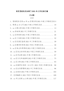 74篇某区党政机关各部门20XX年工作总结汇编