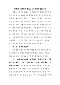 XX副县长20XX年度民主生活会对照检查材料