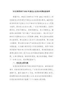 XX区领导班子20XX年度民主生活会对照检查材料