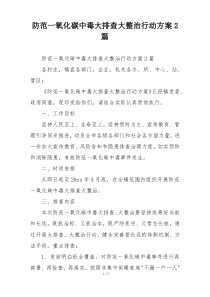 防范一氧化碳中毒大排查大整治行动方案2篇