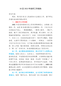 XX区20XX年政府工作报告