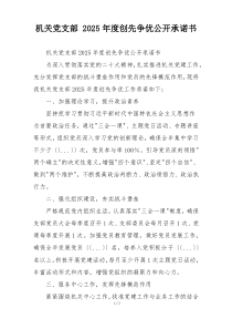 机关党支部 2025年度创先争优公开承诺书
