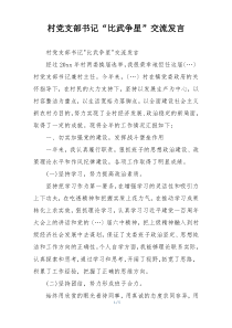 村党支部书记“比武争星”交流发言