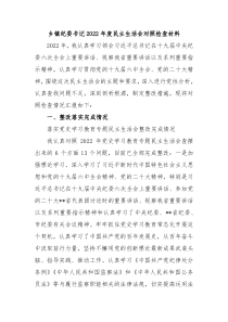 乡镇纪委书记20XX年度民主生活会对照检查材料
