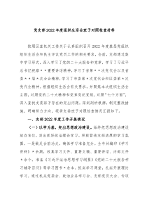 农业农村局党支部班子20XX年度组织生活会对照检查材料