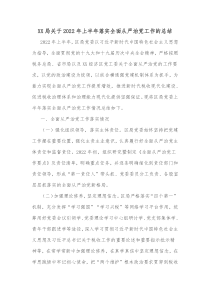 XX局关于20XX年上半年落实全面从严治党工作的总结