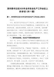 某市委书记在2025年全市安全生产工作会议上的讲话(精选11篇)