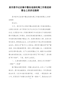 某市委书记在集中整治违规吃喝工作推进部署会上的讲话提纲
