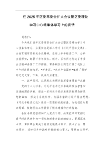 在2025年区委常委会扩大会议暨区委理论学习中心组集体学习上的讲话
