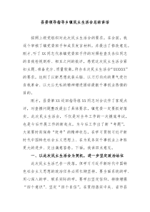 县委领导指导乡镇民主生活会总结讲话