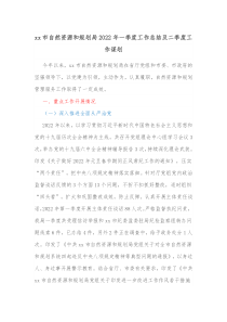 xx市自然资源和规划局20XX年一季度工作总结及二季度工作谋划
