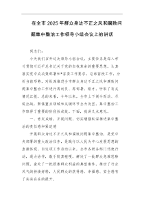在全市2025年群众身边不正之风和腐败问题集中整治工作领导小组会议上的讲话