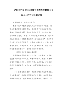 纪委书记在2025年镇巡察整改专题民主生活会上的对照检查发言