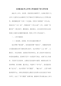 XX镇20XX年上半年工作总结及下步工作计划
