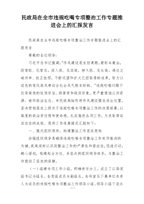 民政局在全市违规吃喝专项整治工作专题推进会上的汇报发言