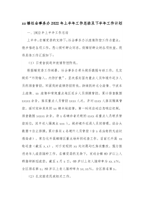 xx镇社会事务办20XX年上半年工作总结及下半年工作计划