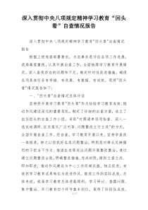 深入贯彻中央八项规定精神学习教育“回头看”自查情况报告