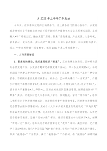 乡20XX年上半年工作总结