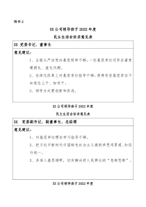 班子成员民主生活会征求意见表