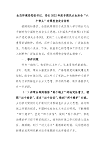 生态环境局党组书记局长20XX年度专题民主生活会六个带头对照检查发言材料