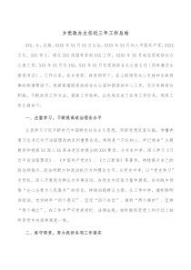 乡党政办主任近三年工作总结