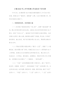 乡镇20XX年上半年党建工作总结及下步打算