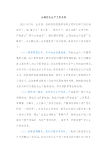乡镇安全生产工作总结