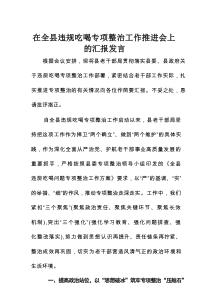 在全县违规吃喝专项整治工作推进会上的汇报发言