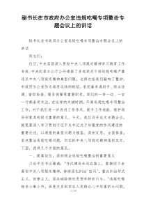 秘书长在市政府办公室违规吃喝专项整治专题会议上的讲话