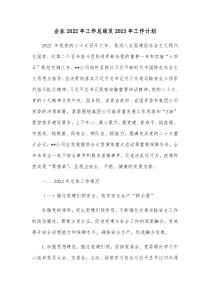 企业20XX年工作总结及20XX年工作计划