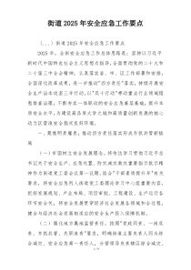 街道2025年安全应急工作要点