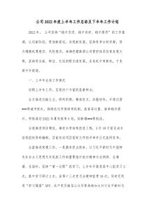 公司20XX年度上半年工作总结及下半年工作计划