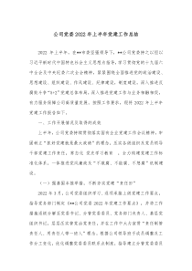 公司党委20XX年上半年党建工作总结