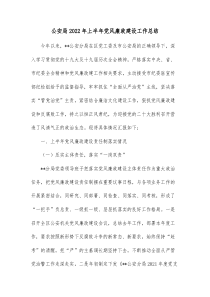 公安局20XX年上半年党风廉政建设工作总结