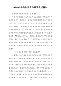 铸牢中华民族共同体意识交流材料
