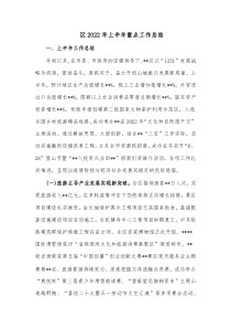 区20XX年上半年重点工作总结