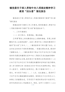 镇党委关于深入贯彻中央八项规定精神学习教育“回头看”情况报告