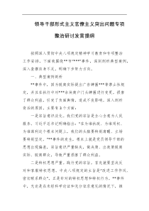 领导干部形式主义官僚主义突出问题专项整治研讨发言提纲