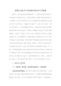 区委办20XX年工作总结和20XX年工作思路