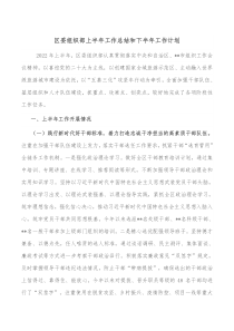 区委组织部上半年工作总结和下半年工作计划