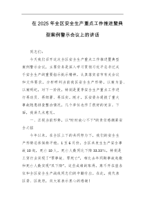 在2025年全区安全生产重点工作推进暨典型案例警示会议上的讲话