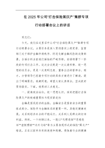 在2025年公司打击保险黑灰产集群专项行动部署会议上的讲话