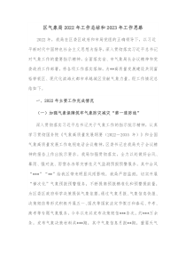 区气象局20XX年工作总结和20XX年工作思路