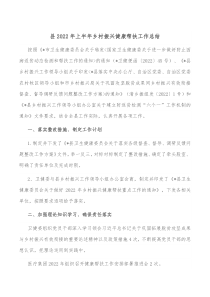 县20XX年上半年乡村振兴健康帮扶工作总结