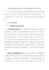 县农业农村局20XX年上半年工作总结和下半年工作计划