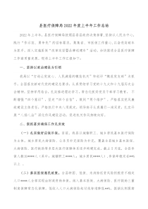 县医疗保障局20XX年度上半年工作总结