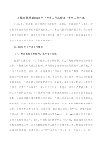 县城市管理局20XX年上半年工作总结及下半年工作打算