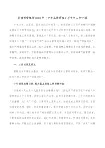 县城市管理局20XX年上半年工作总结及下半年工作计划