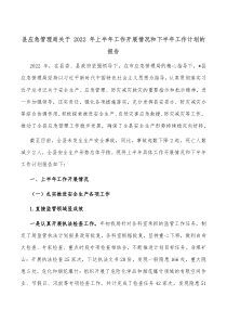 县应急管理局关于20XX年上半年工作开展情况和下半年工作计划的报告