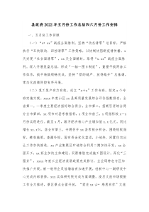 县政府20XX年五月份工作总结和六月份工作安排